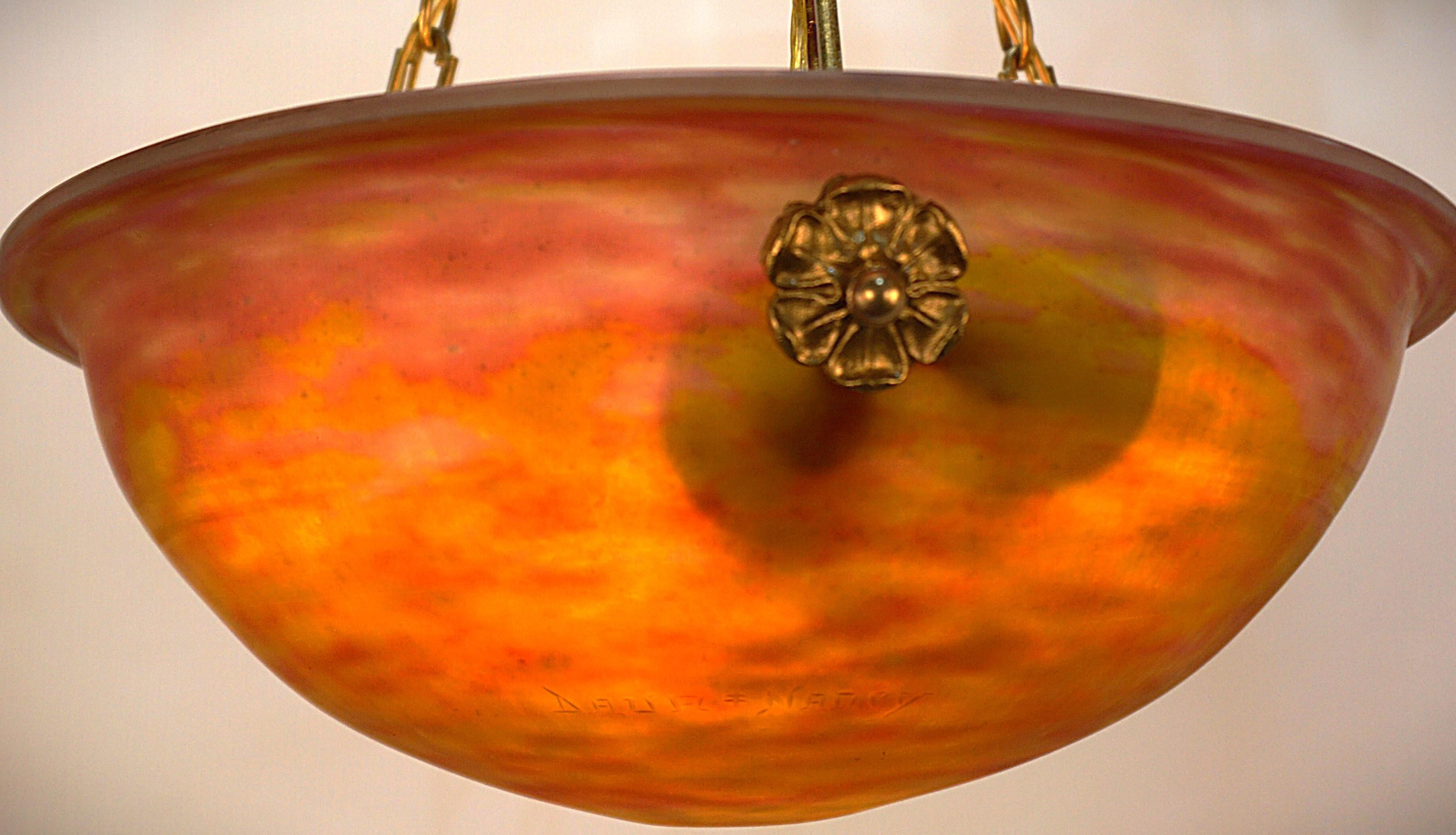 Daum Nancy Blown Glass Bronze Chandelier #3 For Sale 2