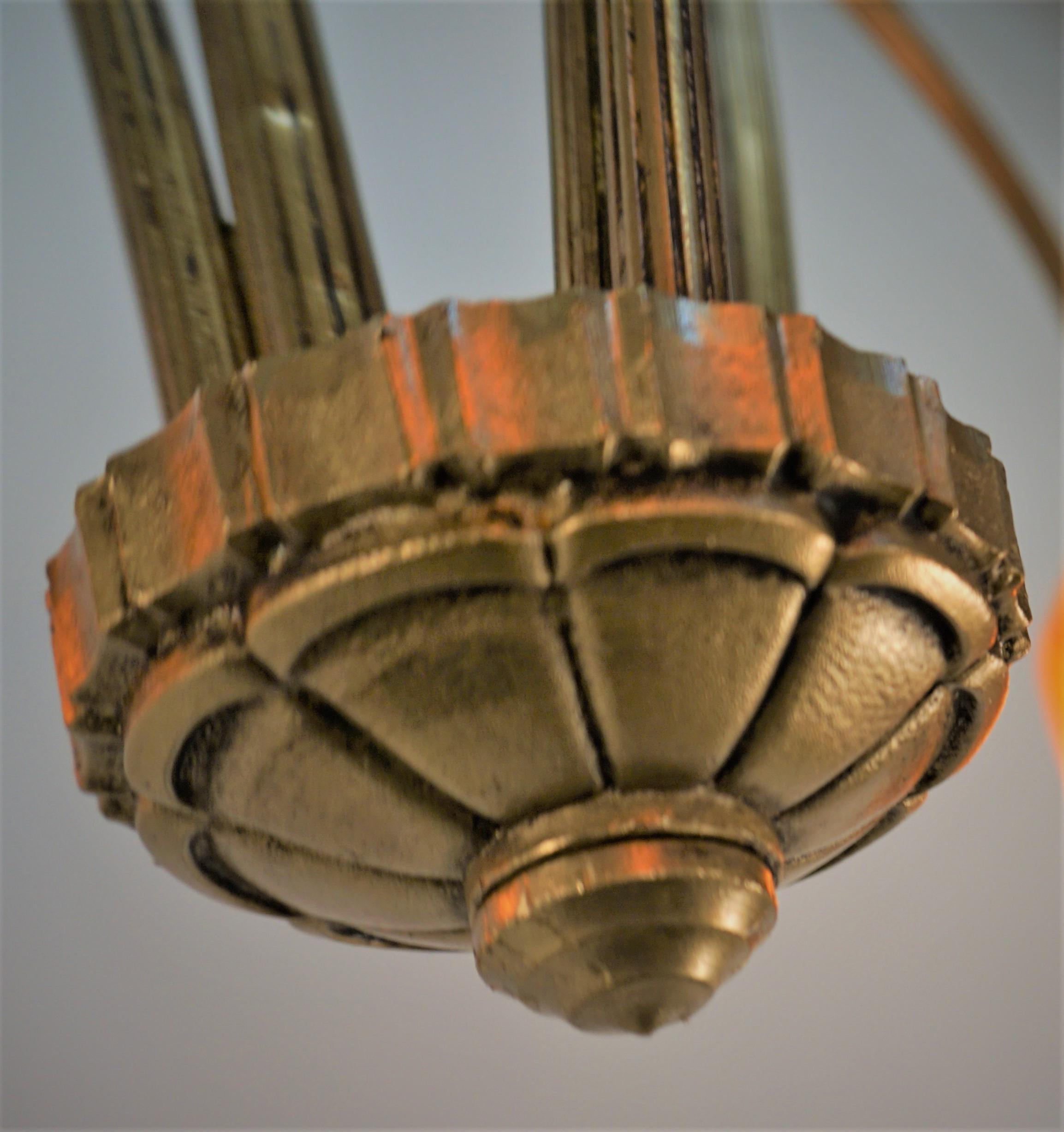 Daum Nancy Blown Glass Bronze Chandelier In Good Condition For Sale In Fairfax, VA