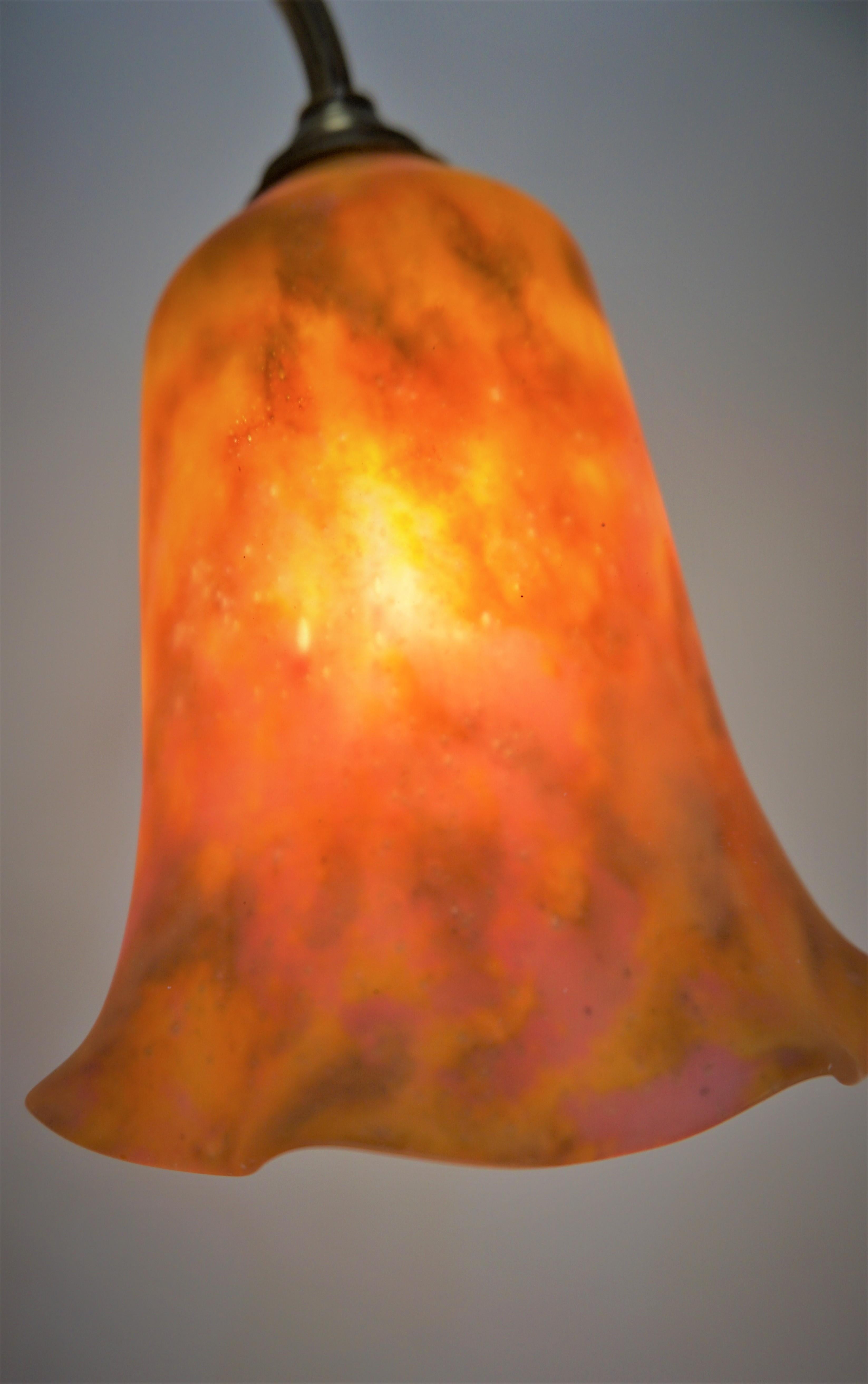 Daum Nancy Blown Glass Bronze Chandelier For Sale 2