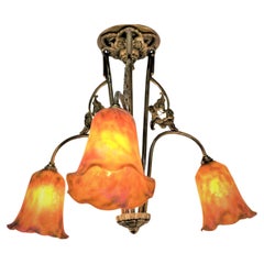 Daum Nancy Blown Glass Bronze Chandelier