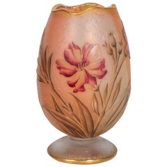 Antique Daum Nancy Cameo and Enamel Glass Vase