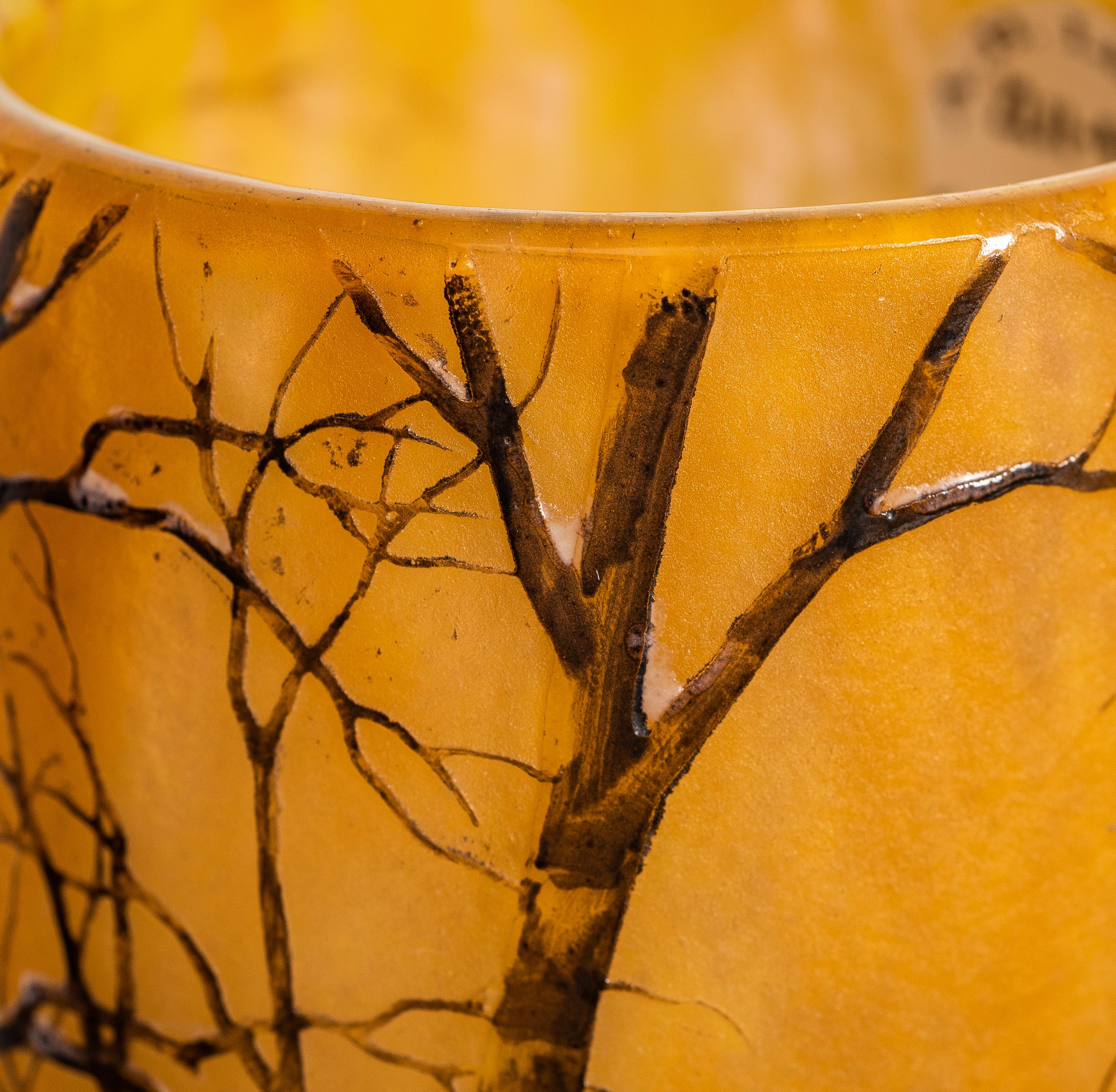 Daum Nancy Cameo and Enamel 'Winter Landscape' Glass Vase 1