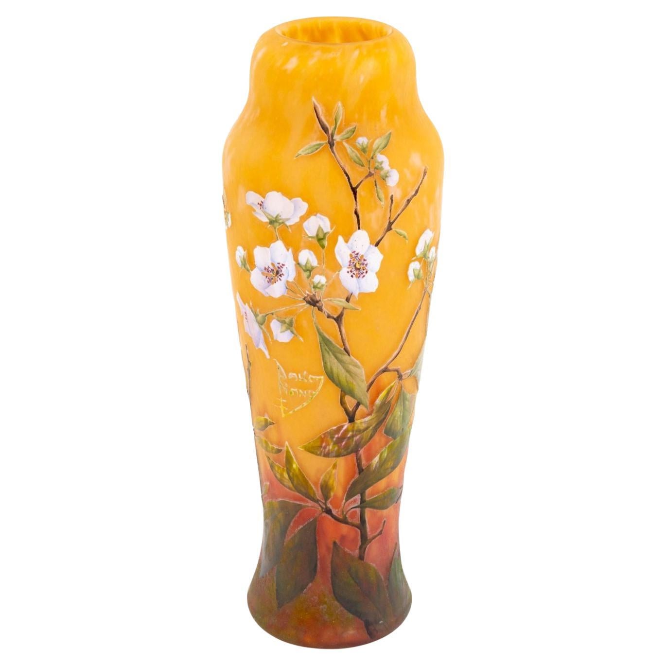Daum Nancy Cameo and Enameled Art Glass Vase