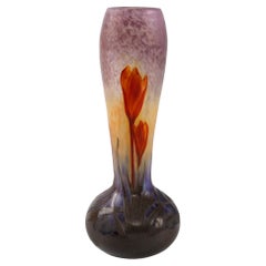 Daum Nancy Cameo and Martelé Glass "Crocus" Vase