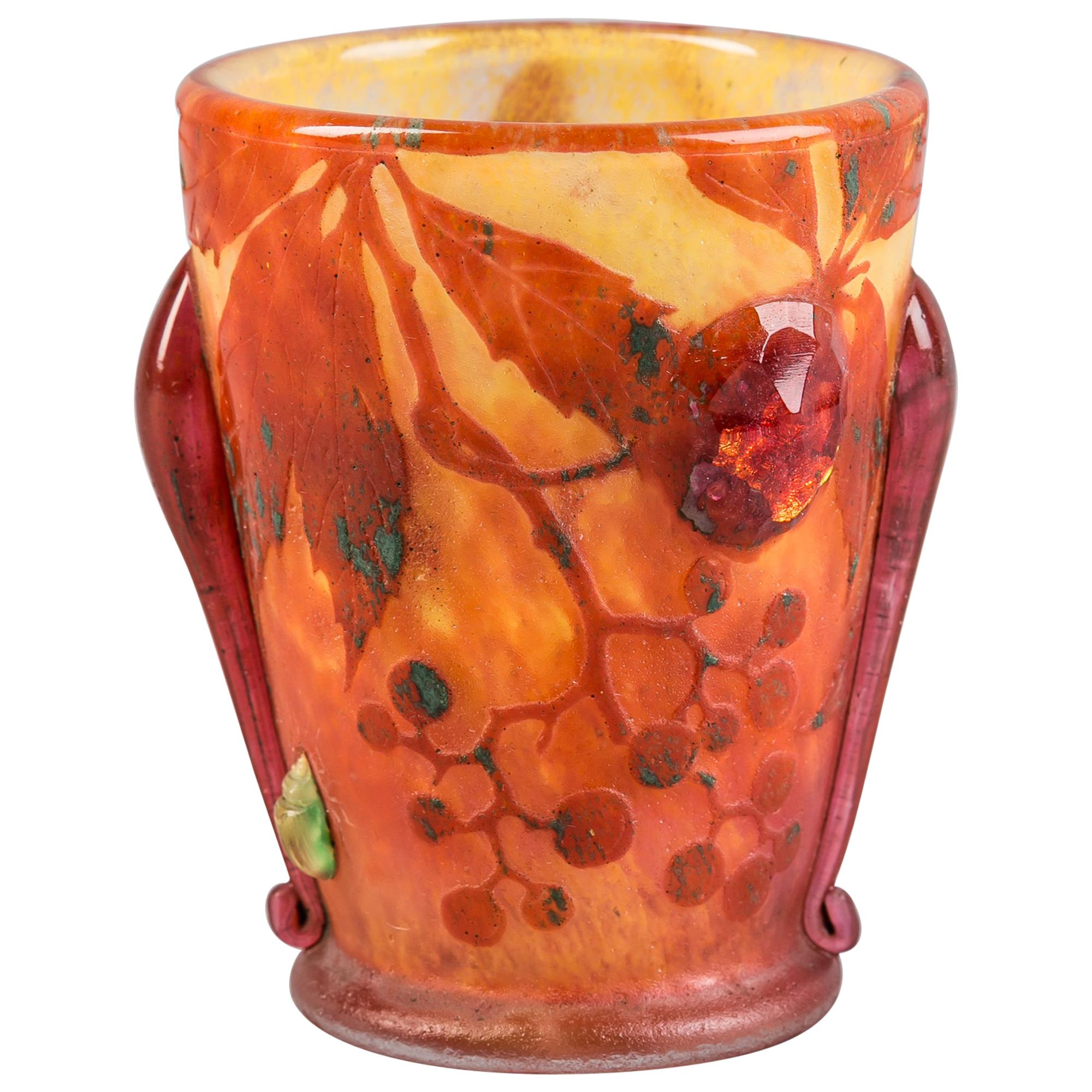 Daum Nancy Cameo Glass Beaker Vase, circa 1910 For Sale