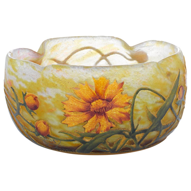 Daum Nancy Cameo Glass Bowl For Sale