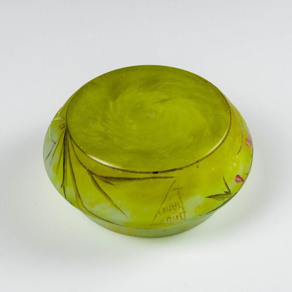 Art Nouveau Daum Nancy Cameo Glass Powder Box For Sale