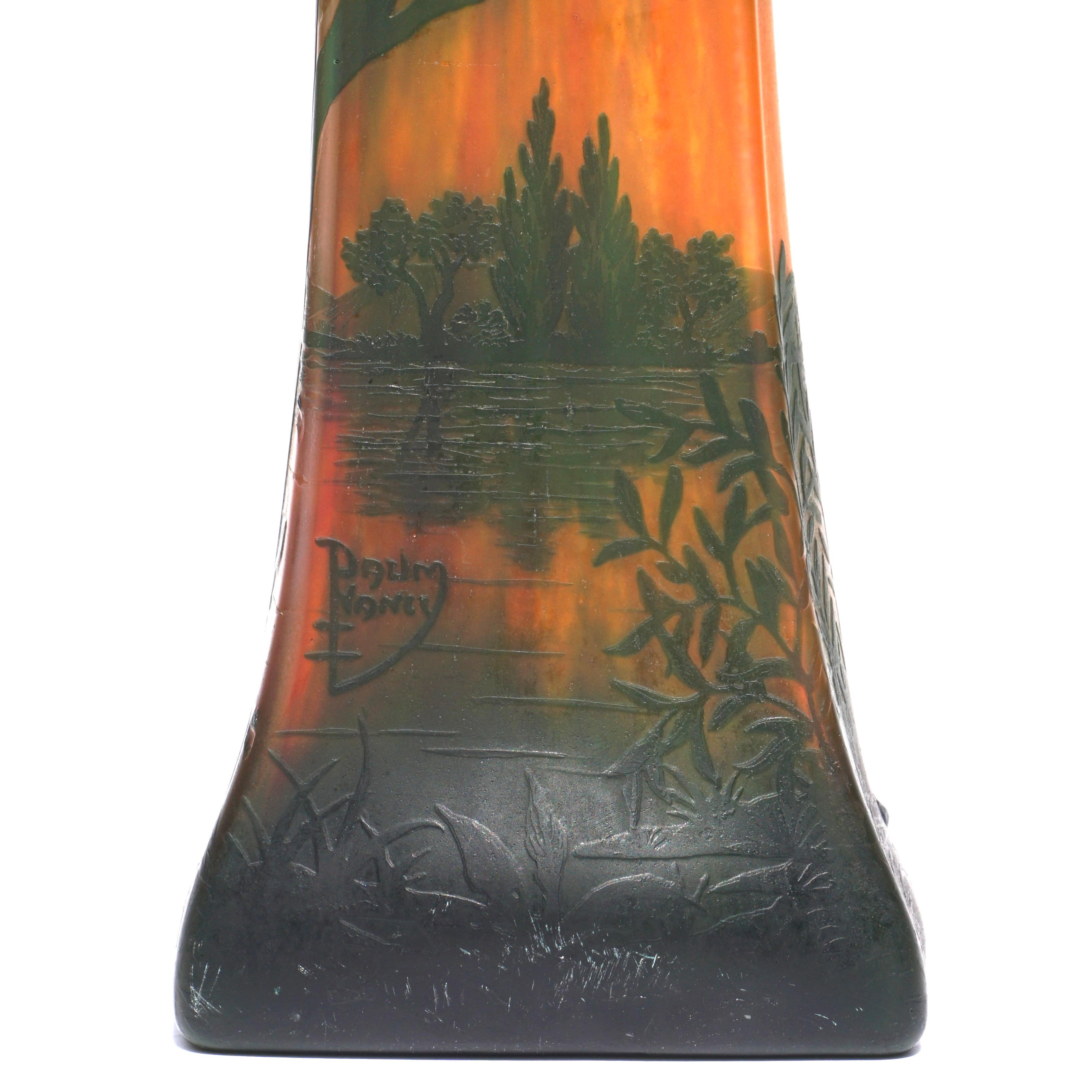 Early 20th Century Daum Nancy Cameo Scenic Art Nouveau Vase For Sale