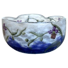 Daum, Nancy - Coupe 'Ophrys Abeille'. Enamelled Cameo Glass Bowl