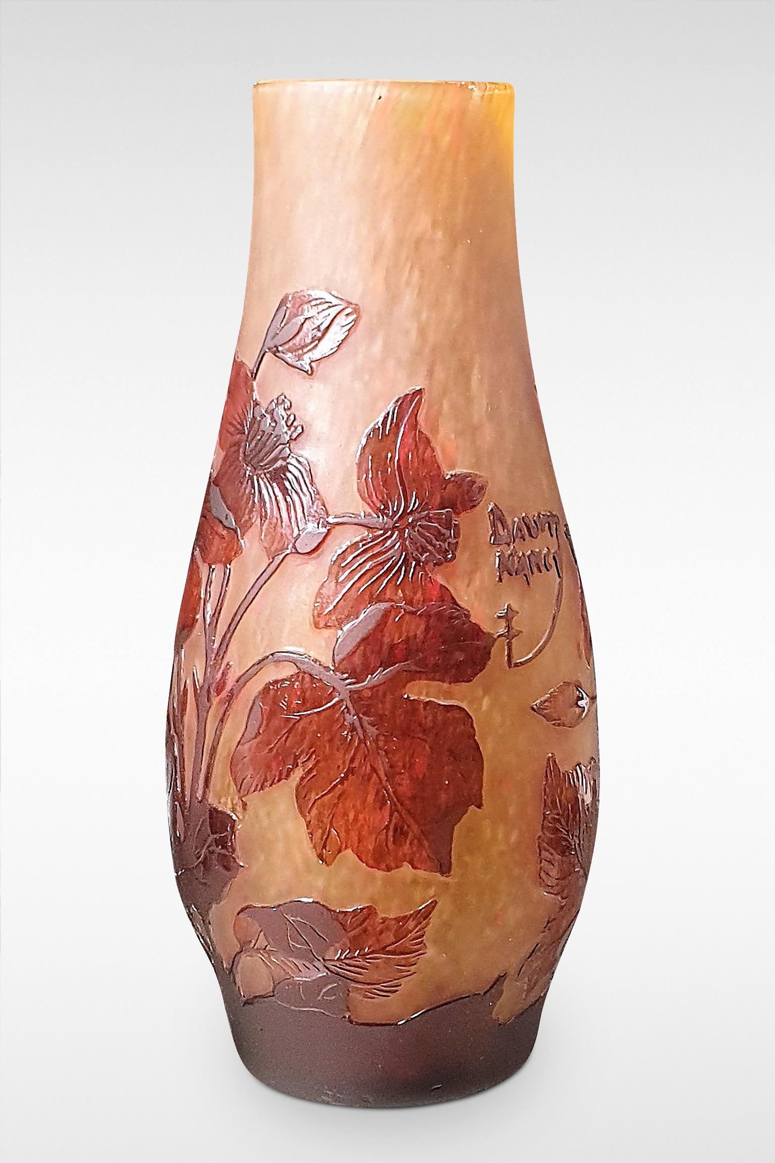 Art Nouveau Daum Nancy Dahlias Vase For Sale