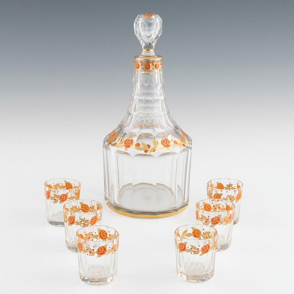 Daum Nancy Dekanter und Schnapsgläser um 1910 (Art nouveau) im Angebot