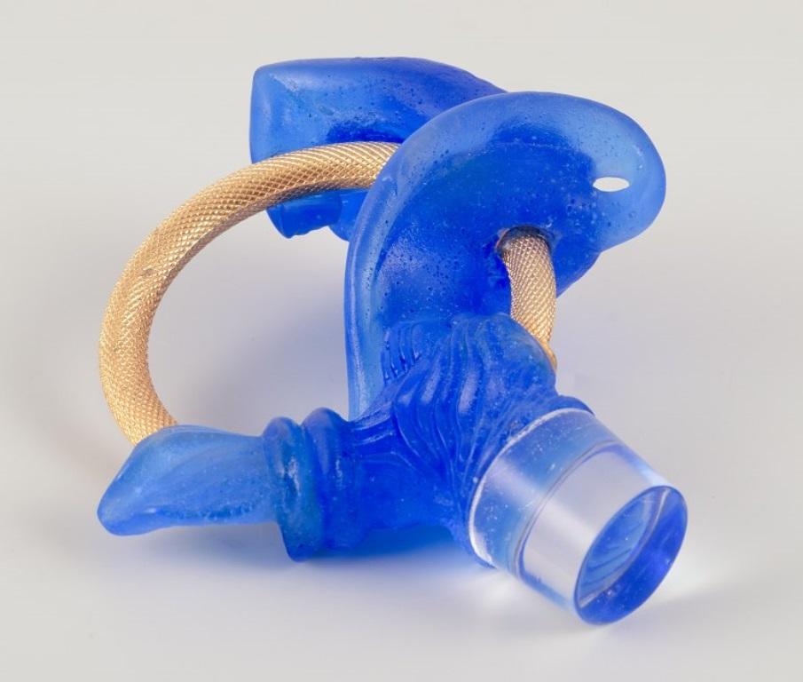 Daum, Nancy. Decanter stopper in art glass and gilded metal. Late 20th C. In Excellent Condition In København, Copenhagen