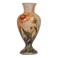 Daum Nancy Enameled and Internally Decorated Glass Vase