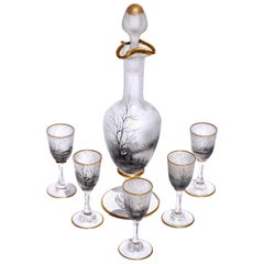 Daum Nancy Enameled Cordial Set