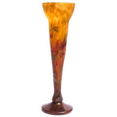 Daum Nancy Enameled Floral Vase