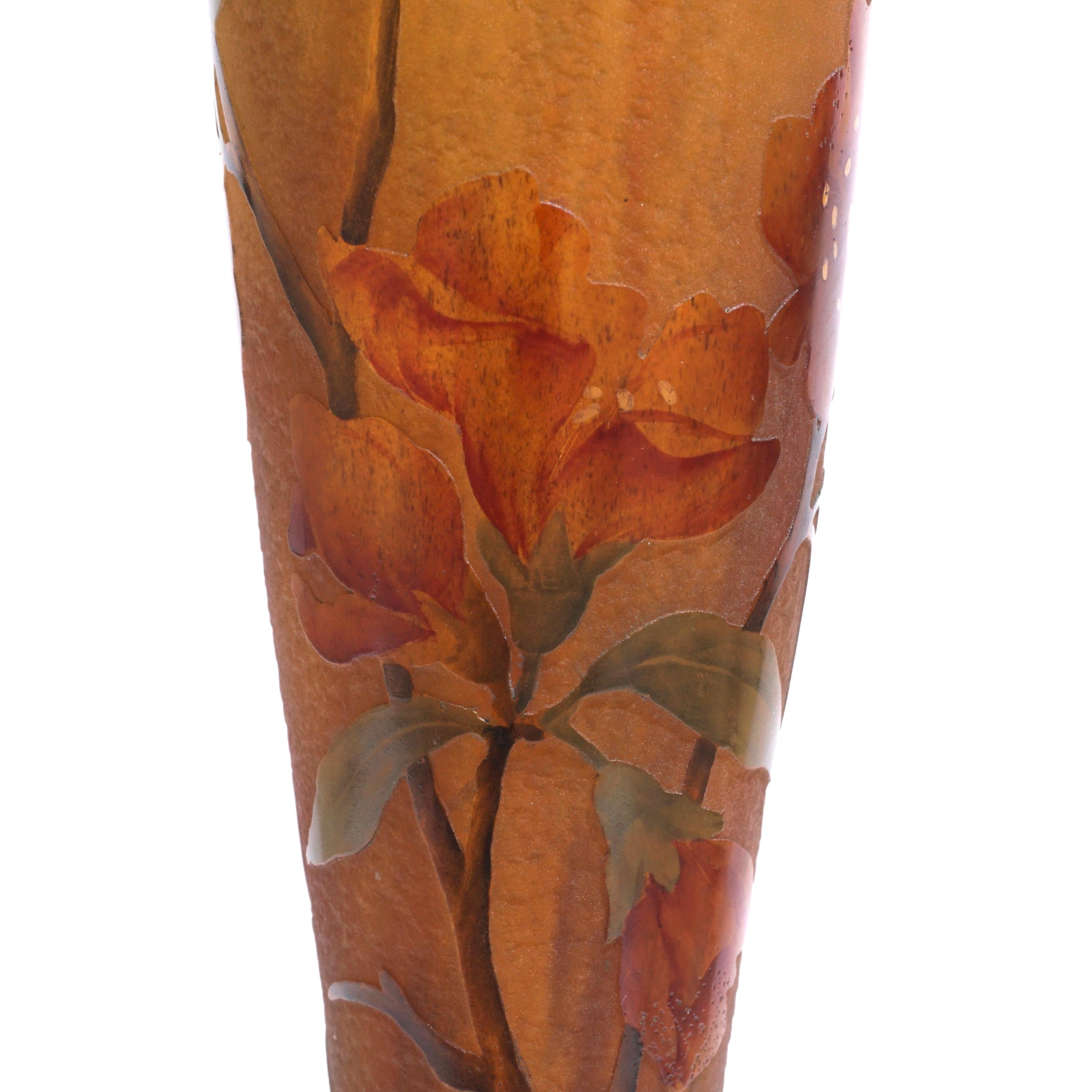 Early 20th Century Daum Nancy Enameled Floral Vase