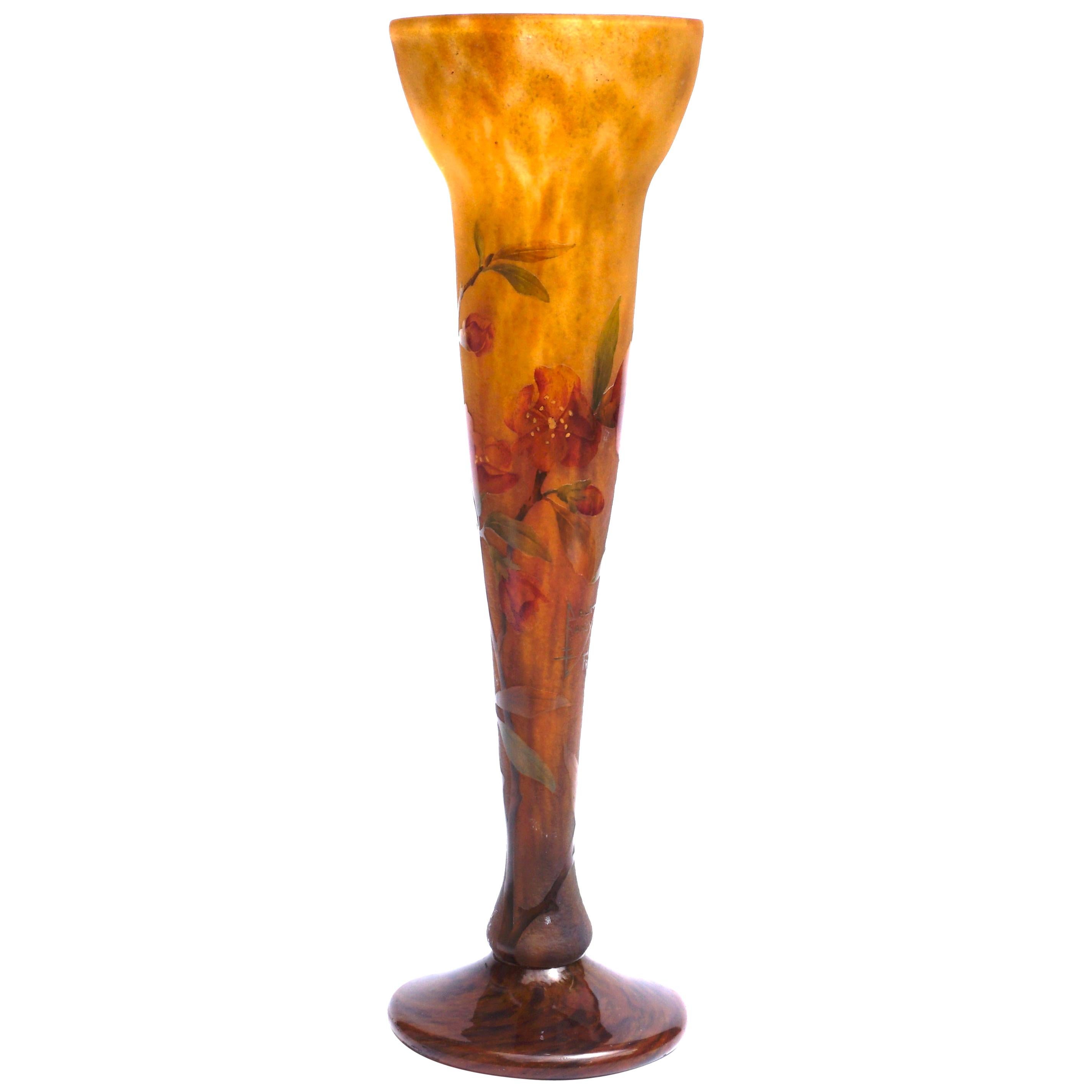 Daum Nancy Enameled Floral Vase