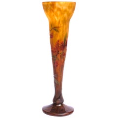 Daum Nancy Enameled Floral Vase