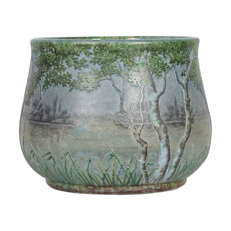 Daum Nancy Enamelled and Internally Decorated Glass Vase, France circa  1900-1910 For Sale at 1stDibs