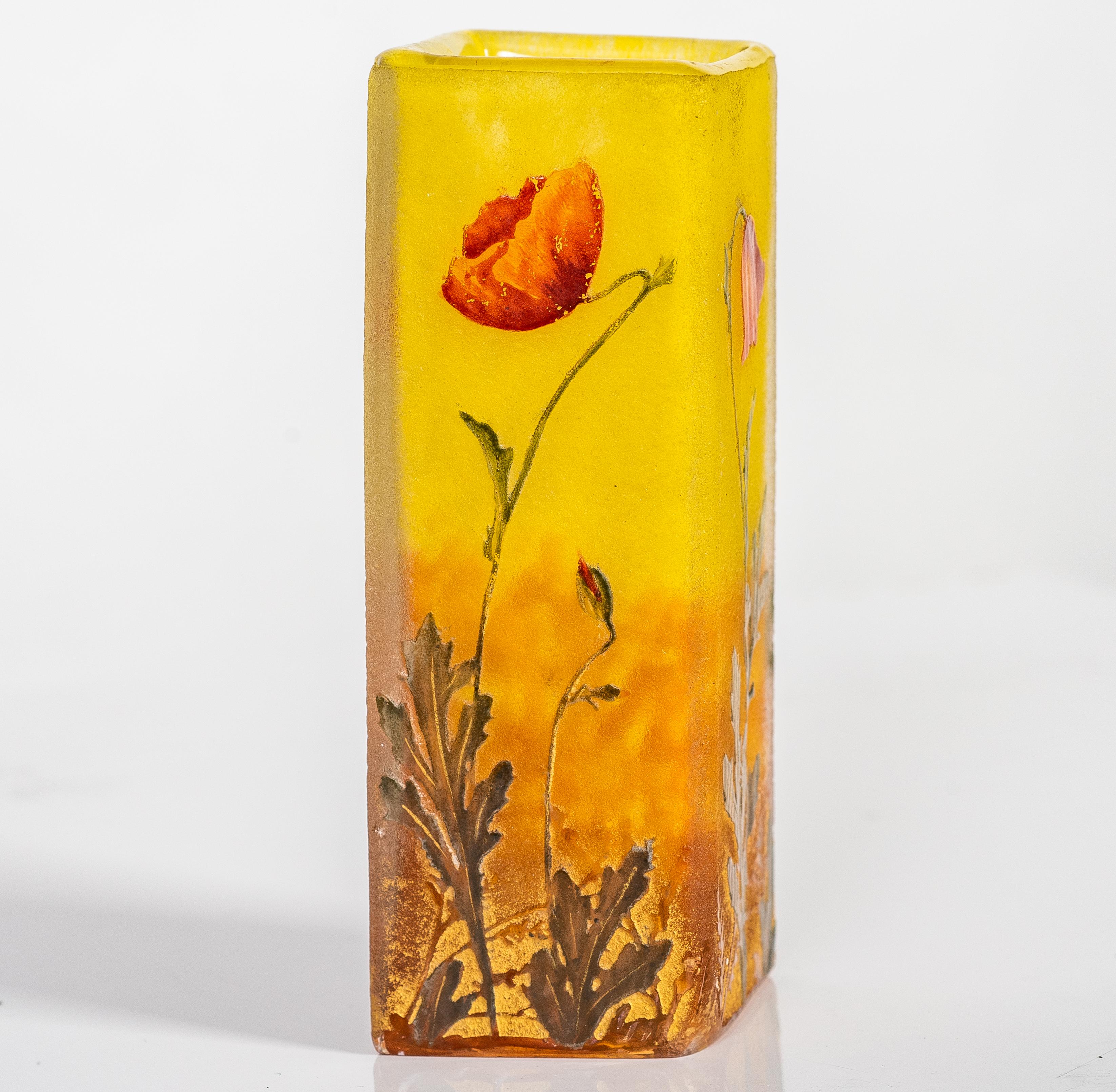 Daum Nancy Enamelled Cameo Glass Vase In Good Condition For Sale In West Palm Beach, FL