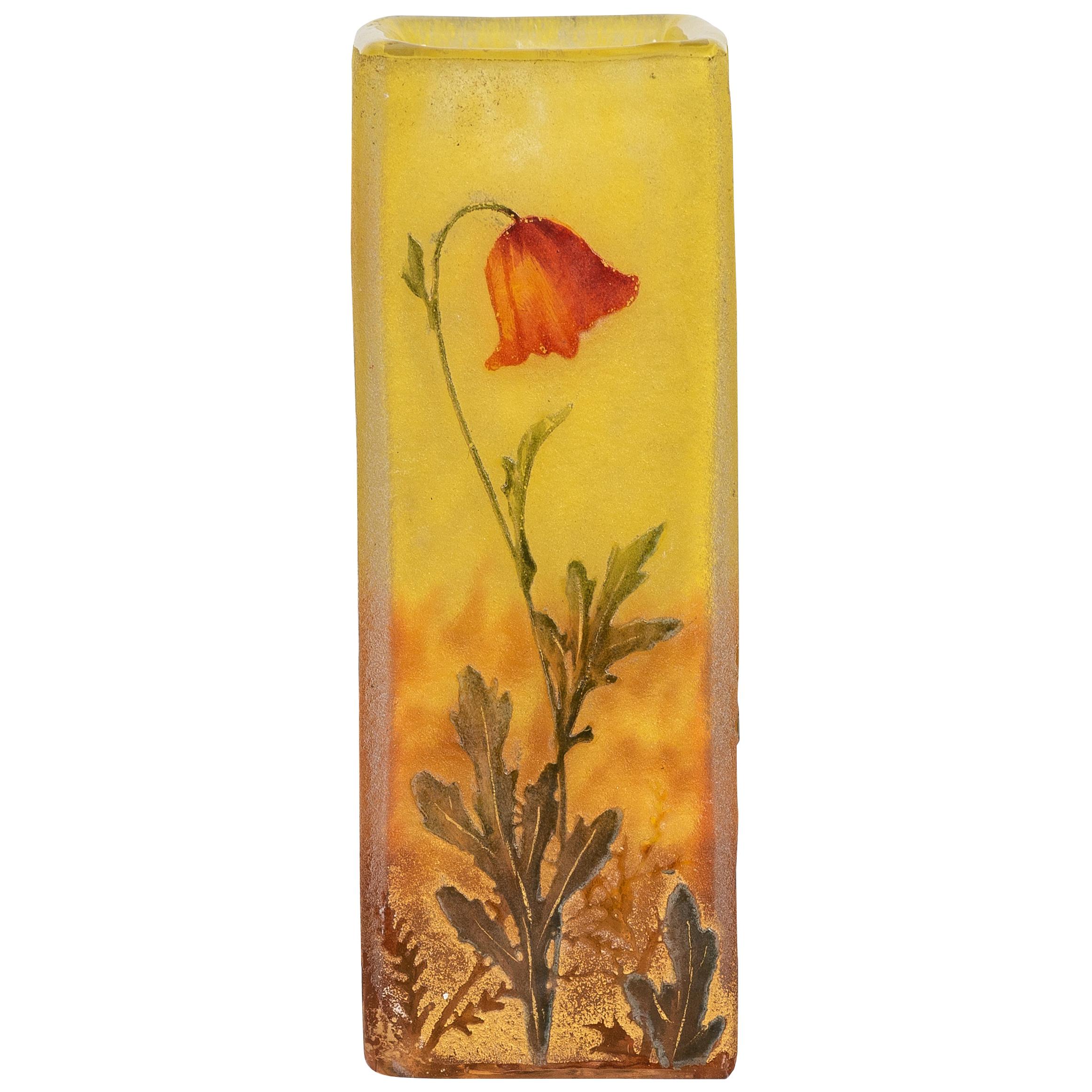 Daum Nancy Enamelled Cameo Glass Vase