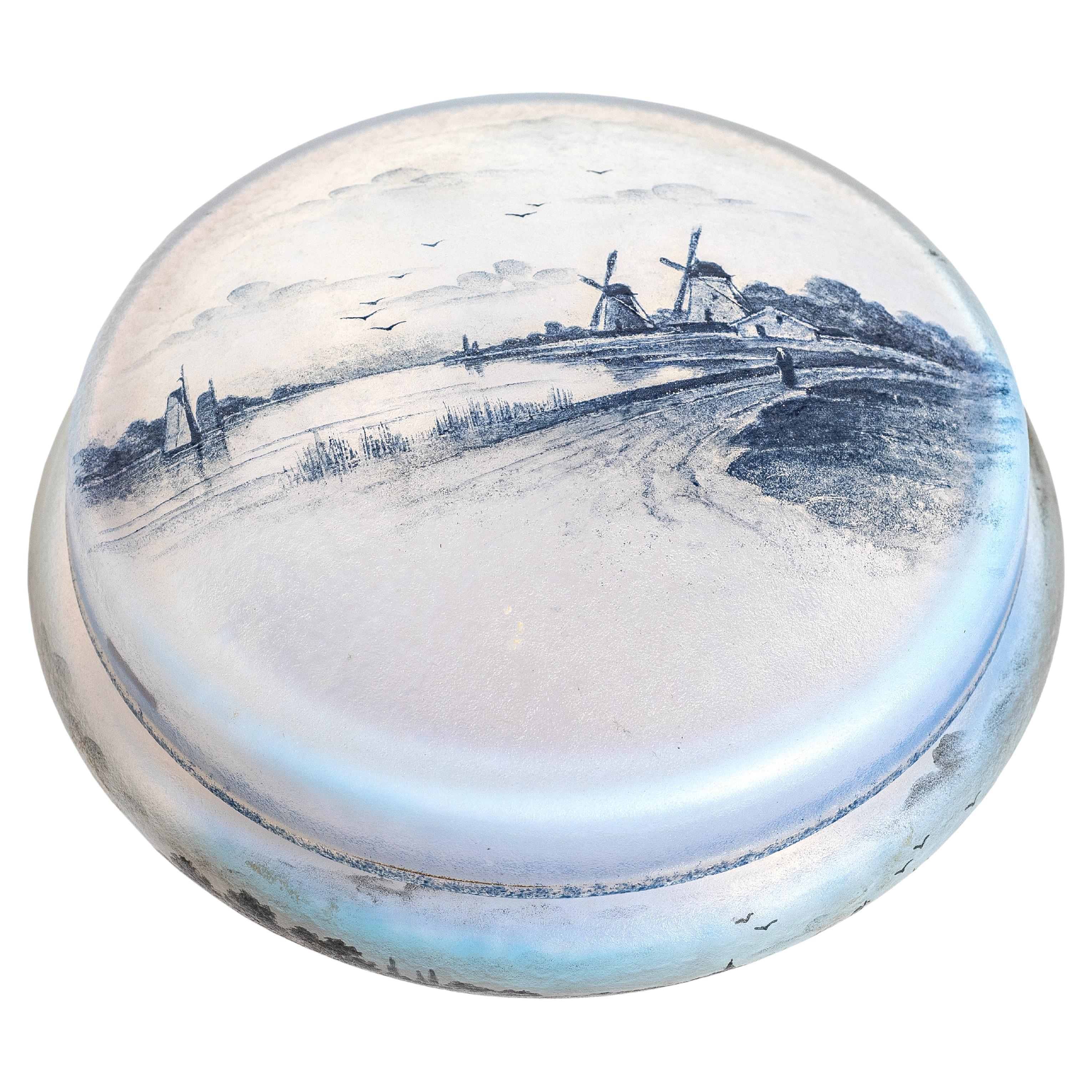 Daum Nancy Etched and Enamelled Glass Box with Cover, France, circa 1900 For Sale