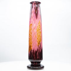 Daum Nancy, Exquise Large Vase, Pâte de Verre, Pink Color, France, 1890