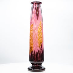 Daum Nancy, Exquise Große Vase, Pâte de Verre, rosa Farbe, Frankreich, 1890