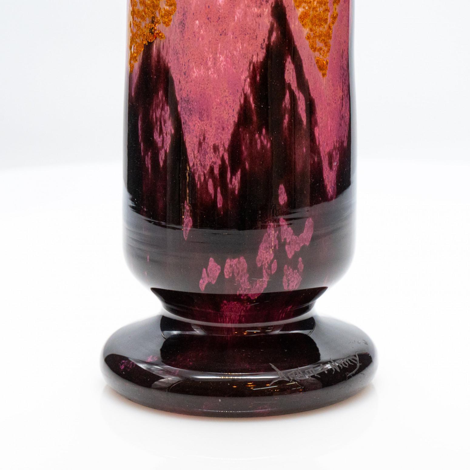 Francese Daum Nancy, Grande Vaso Exquise, Pâte de Verre, Colore rosa, Francia, 1890 in vendita