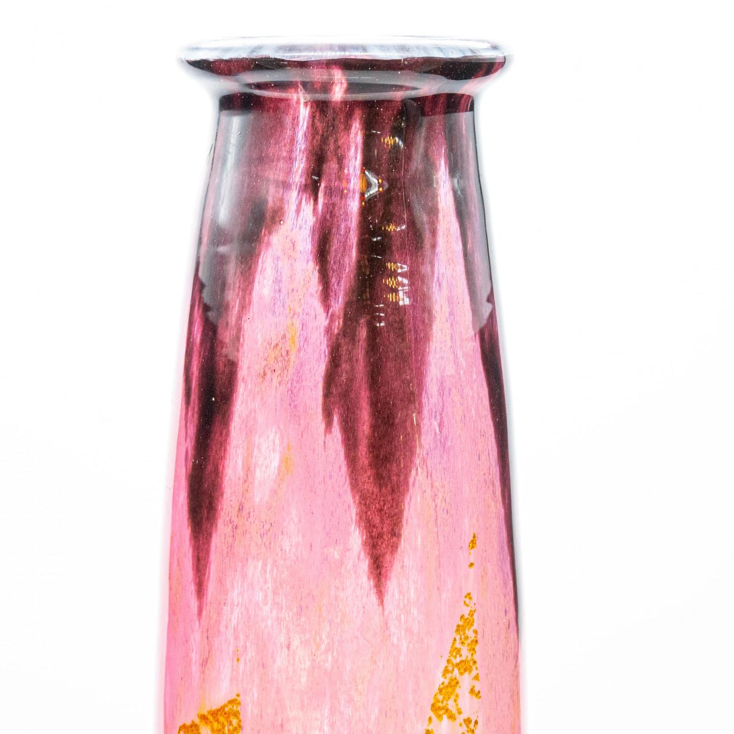 Cristallo Daum Nancy, Grande Vaso Exquise, Pâte de Verre, Colore rosa, Francia, 1890 in vendita
