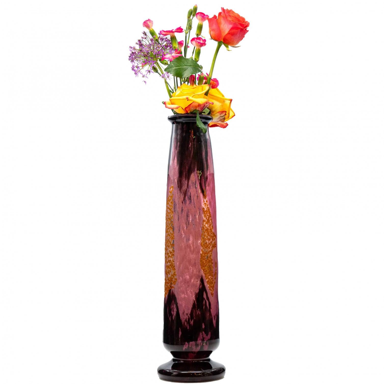 Daum Nancy, Grande Vaso Exquise, Pâte de Verre, Colore rosa, Francia, 1890 in vendita 1