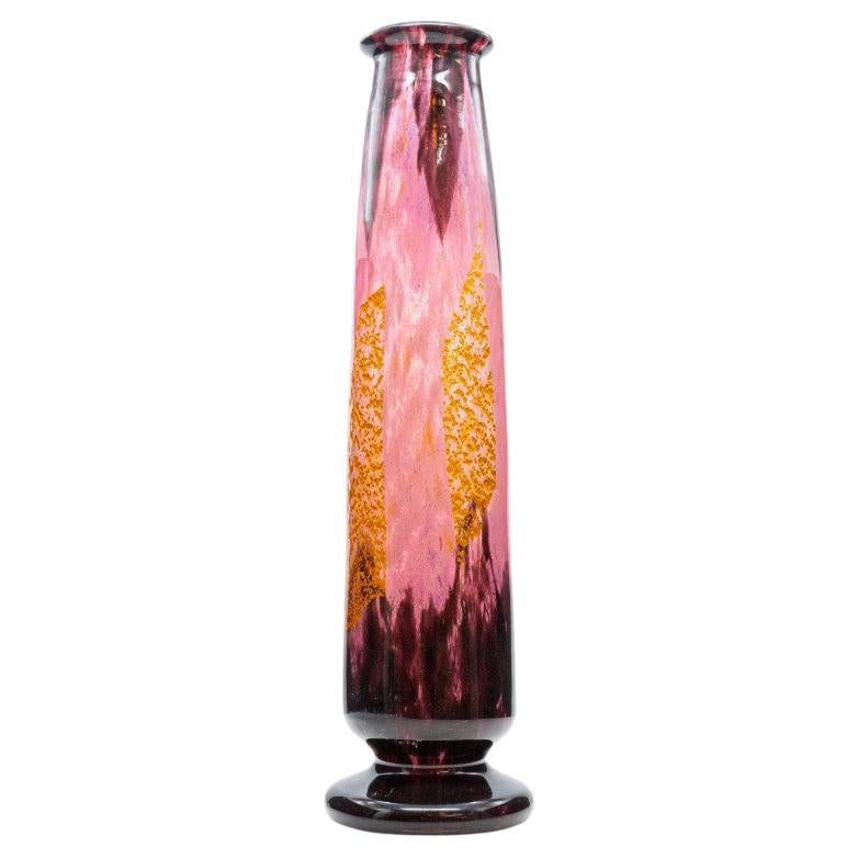 Daum Nancy, Grande Vaso Exquise, Pâte de Verre, Colore rosa, Francia, 1890
