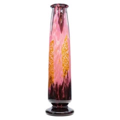 Daum Nancy, Exquise Große Vase, Pâte de Verre, rosa Farbe, Frankreich, 1890