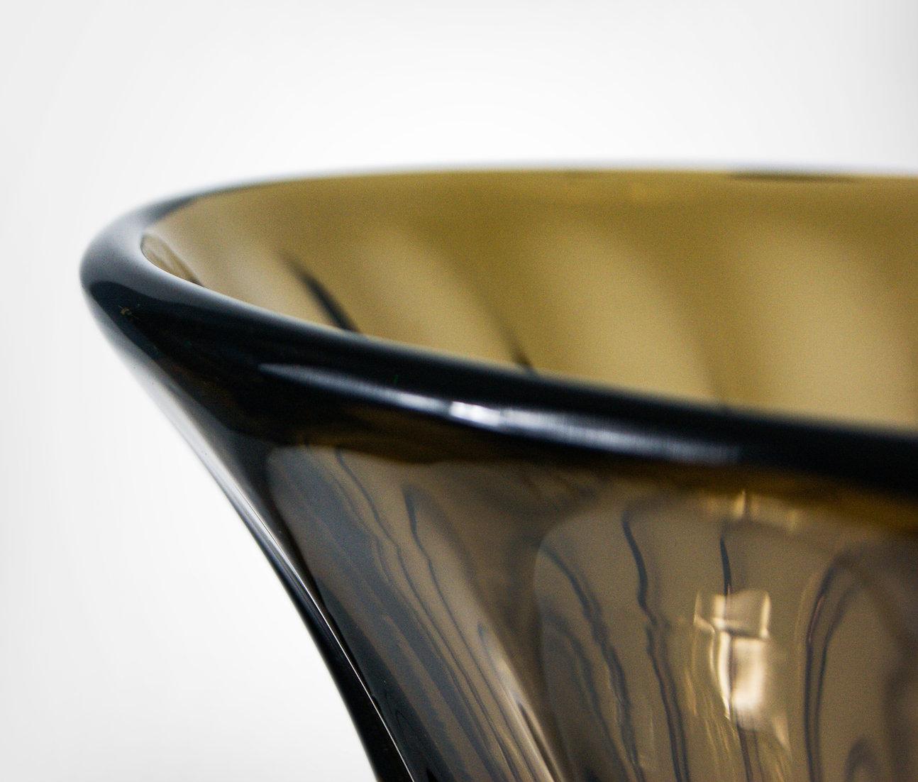 French Daum Nancy France 1930s Amber Glass Crystal Vase 4.25kg For Sale