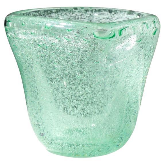 Daum Nancy france 50's small green bubble glass vase