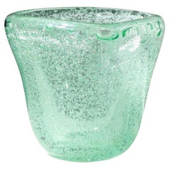 Daum Nancy france 50's small green bubble glass vase