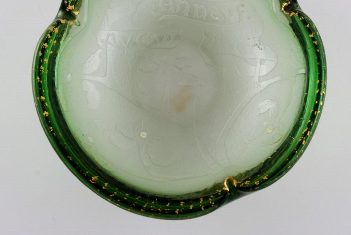 Early 20th Century Daum Nancy, France, Art Nouveau Bowl in Green Mouth Blown Art Glass For Sale