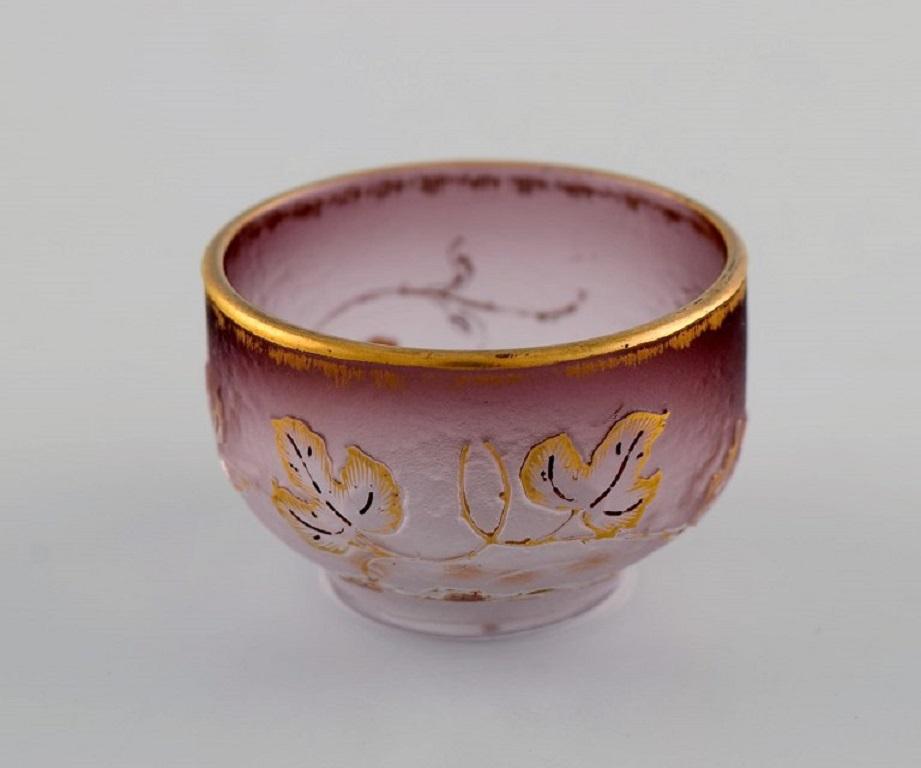 Daum Nancy, France, Art Nouveau Miniature Bowl in Hand-Painted Art Glass In Excellent Condition In Copenhagen, DK