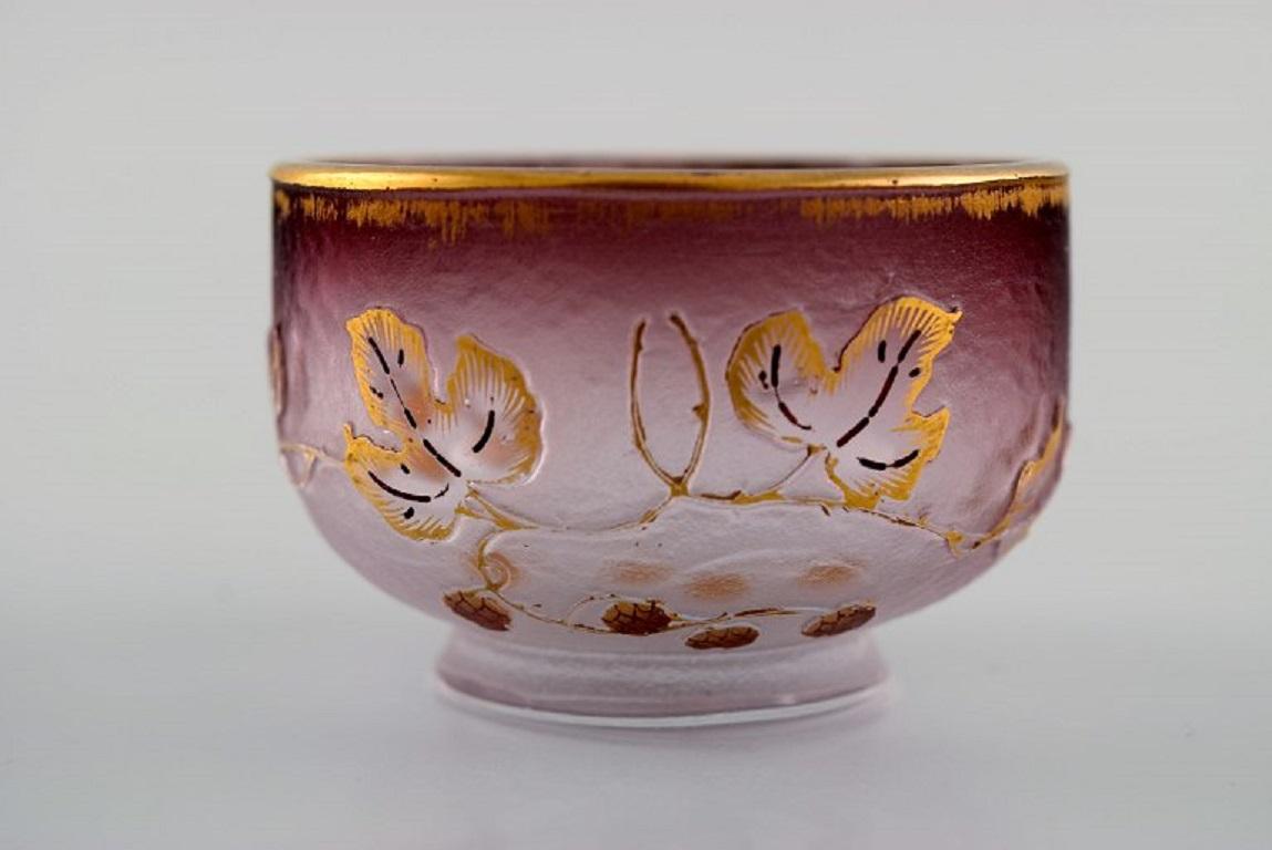 20th Century Daum Nancy, France, Art Nouveau Miniature Bowl in Hand-Painted Art Glass