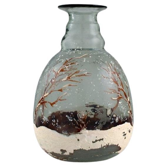 Daum Nancy, Frankreich, Jugendstil-Vase aus mundgeblasenem Kunstglas