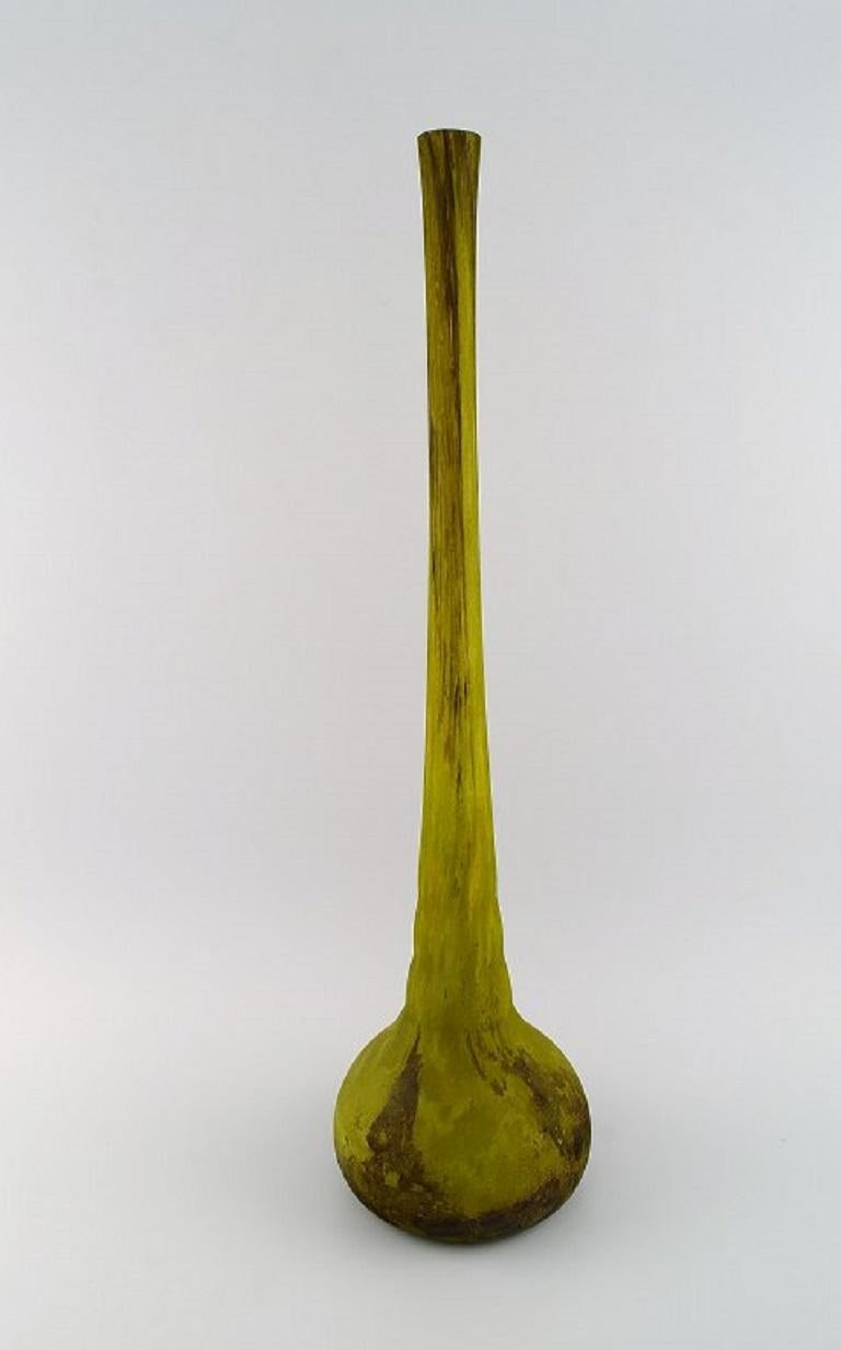 French Daum Nancy, France, Colossal Art Nouveau Floor Vase in Green Matte Art Glass For Sale