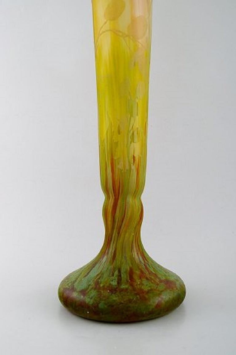 French Daum Nancy France, Colossal Floor Vase in Frosted Mouth Blown Art Glass