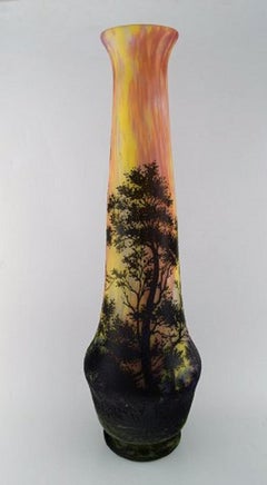 Daum Nancy, France. Colossal Floor Vase in Mouth-Blown Art Glass