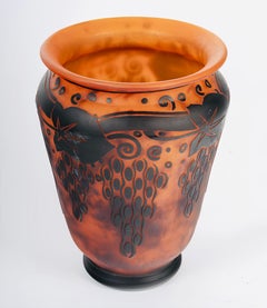 Daum Nancy France Croix de Lorraine, Art Deco Glass Vase with Inclusions, c.1925