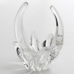 Daum Nancy France Crystal Bud Vase, Basket or Vide Poche, circa 1970