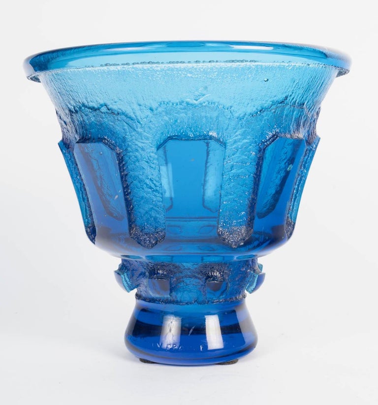 Daum Nancy France Deep Blue Glass Vase, circa 1925 at 1stDibs
