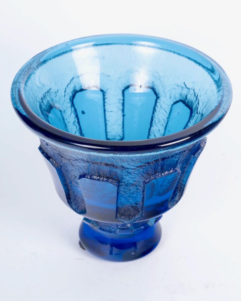 Daum Nancy France Deep Blue Glass Vase, circa 1925 at 1stDibs
