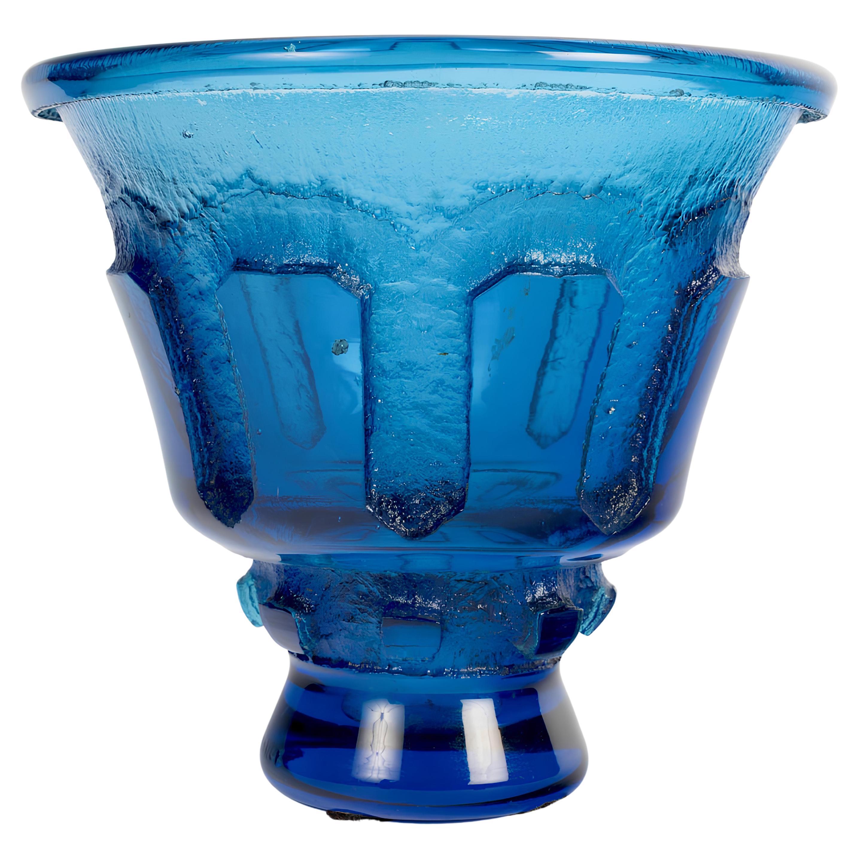 Daum Nancy France Deep Blue Glass Vase, circa 1925 For Sale