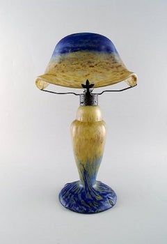 Daum Nancy, France, Large Art Deco "Verre De Jade" Table Lamp, 1919-1923