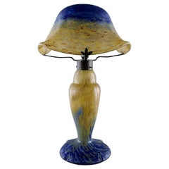 Daum Nancy, France, Large Art Deco "Verre De Jade" Table Lamp, 1919-1923